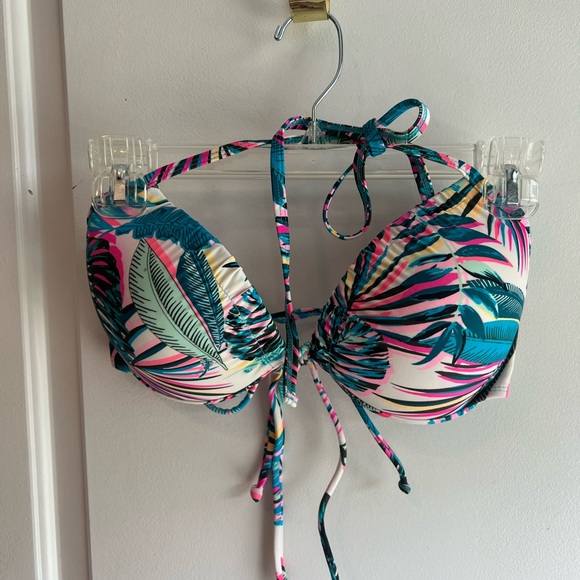 California Waves 2 piece bathing suit D/DD top,cups,underwire XL bottom colorful - Picture 4 of 13